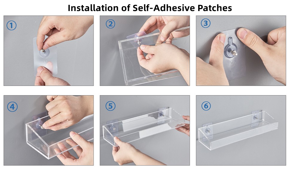 Self Adhesive Acrylic Bathroom Shelves No Drill, Stable Wall