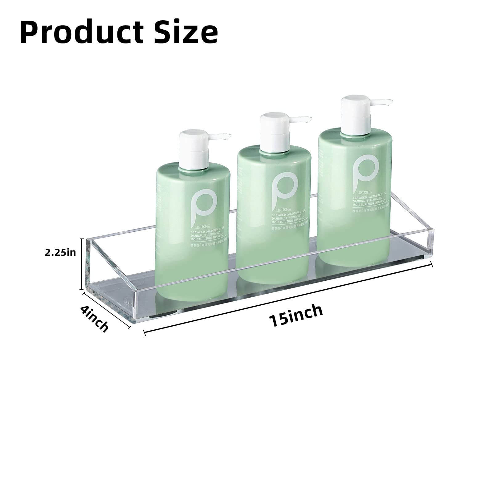  XQIGI Acrylic Shelves Bathroom 2 Pack Clear Shower