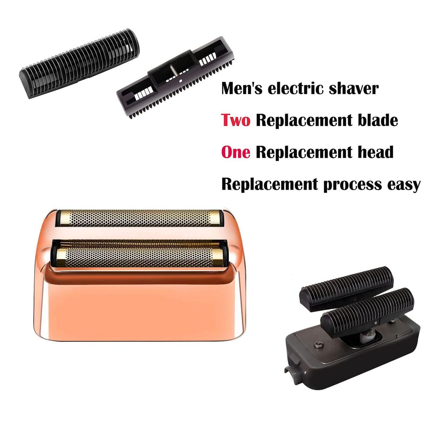 2 Pack Shaver Replacement Foil and Cutters compatible with BaBylissPRO Double FXFS2 Metal shaver foil replacement,Rose gold